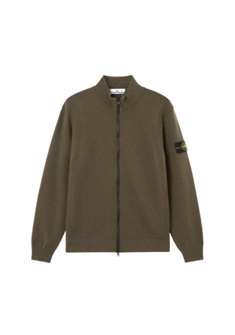 maglione con zip uomo verde militare STONE ISLAND | K2S15 5100062 S00A1V0054